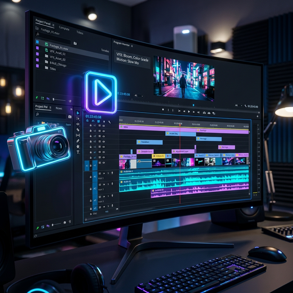 Video Editing timeline with audio layers